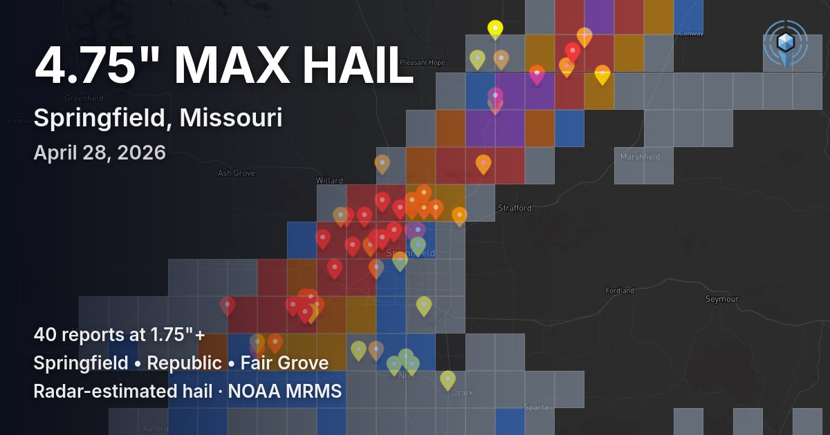 Affected area preview for Springfield, MO