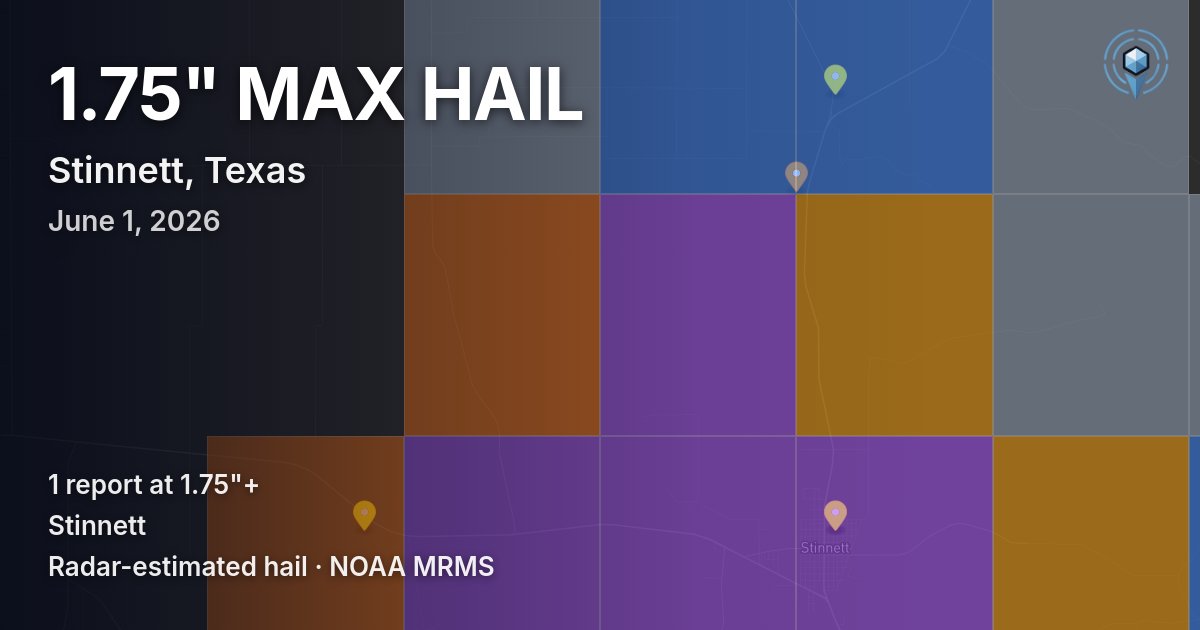 Affected area preview for Stinnett, TX