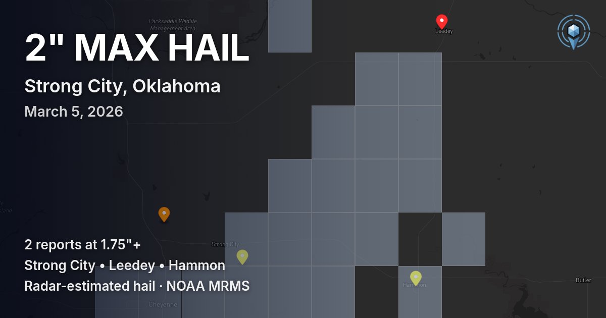 Affected area preview for Strong City, OK