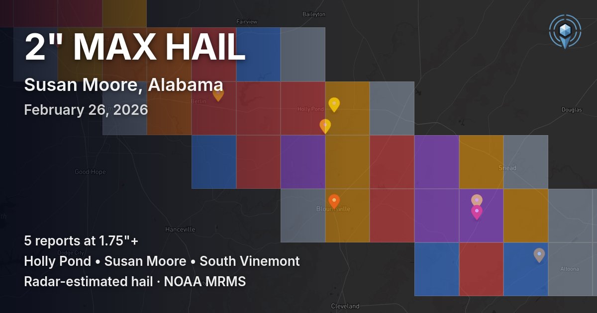 Affected area preview for Susan Moore, AL