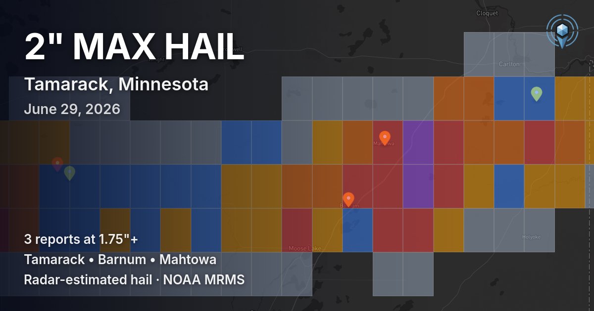 Affected area preview for Tamarack, MN