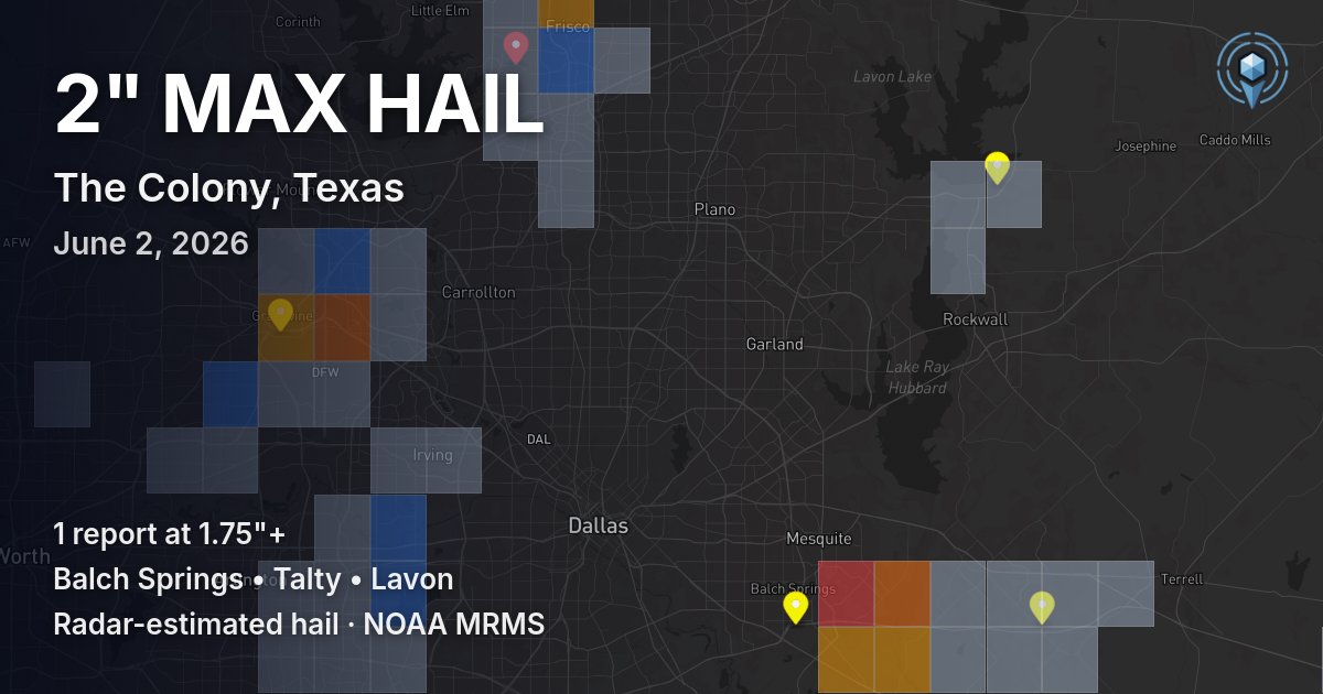 Affected area preview for The Colony, TX
