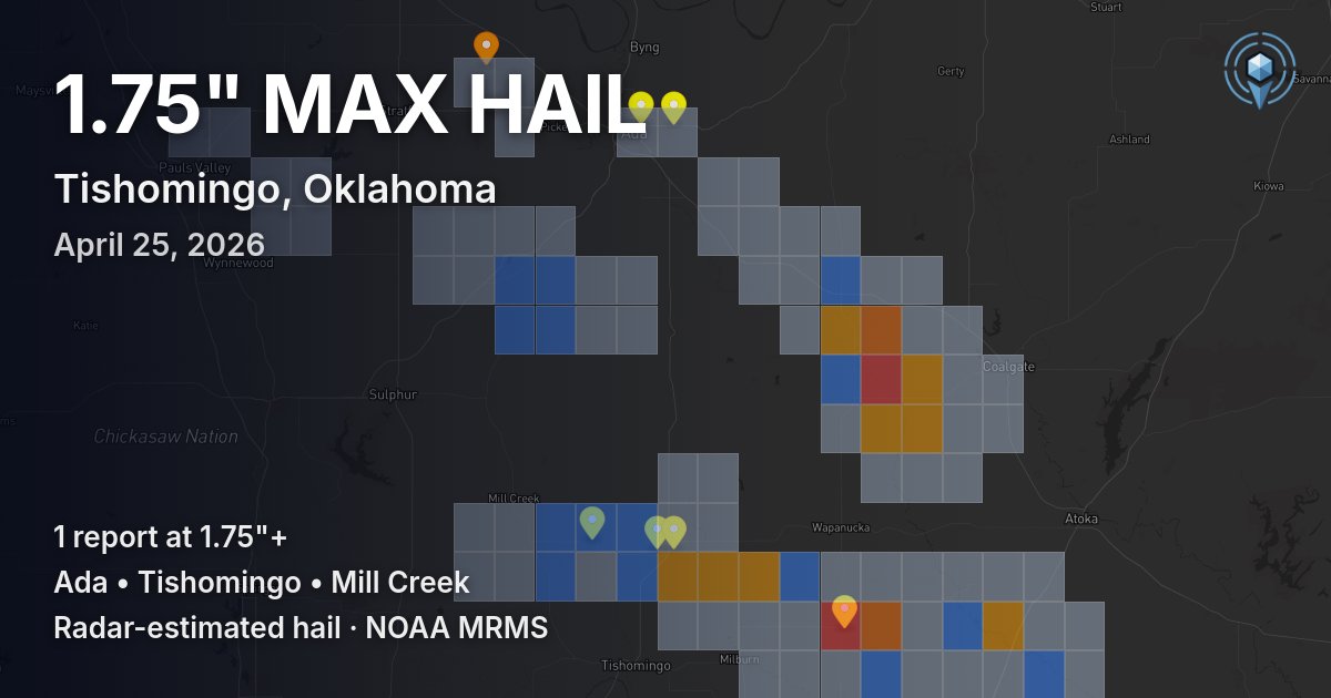 Affected area preview for Tishomingo, OK