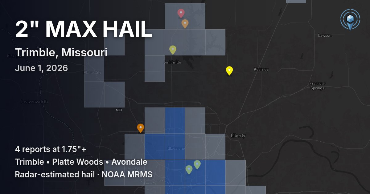Affected area preview for Trimble, MO