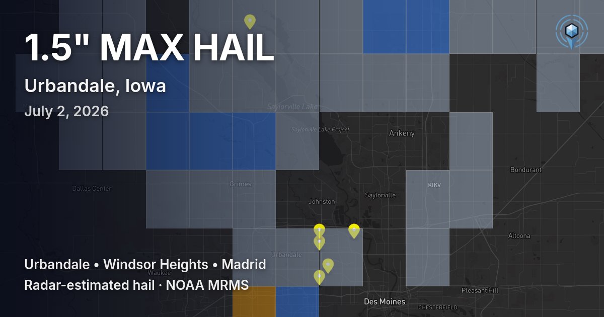 Affected area preview for Urbandale, IA
