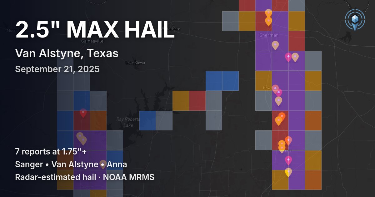 Affected area preview for Van Alstyne, TX