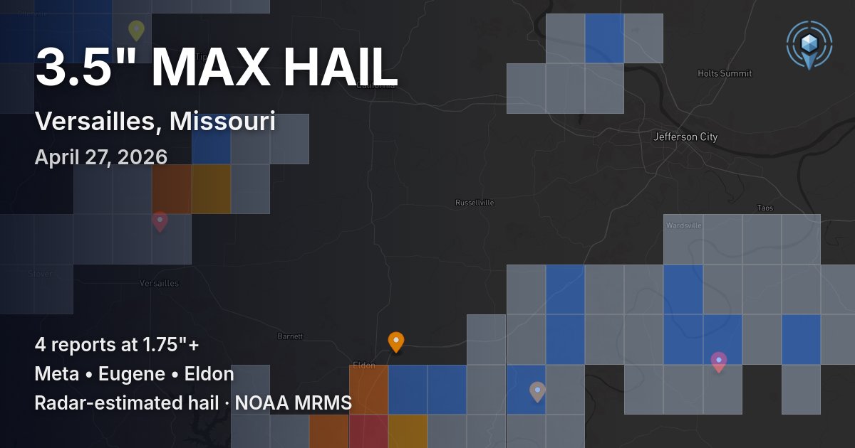 Affected area preview for Versailles, MO