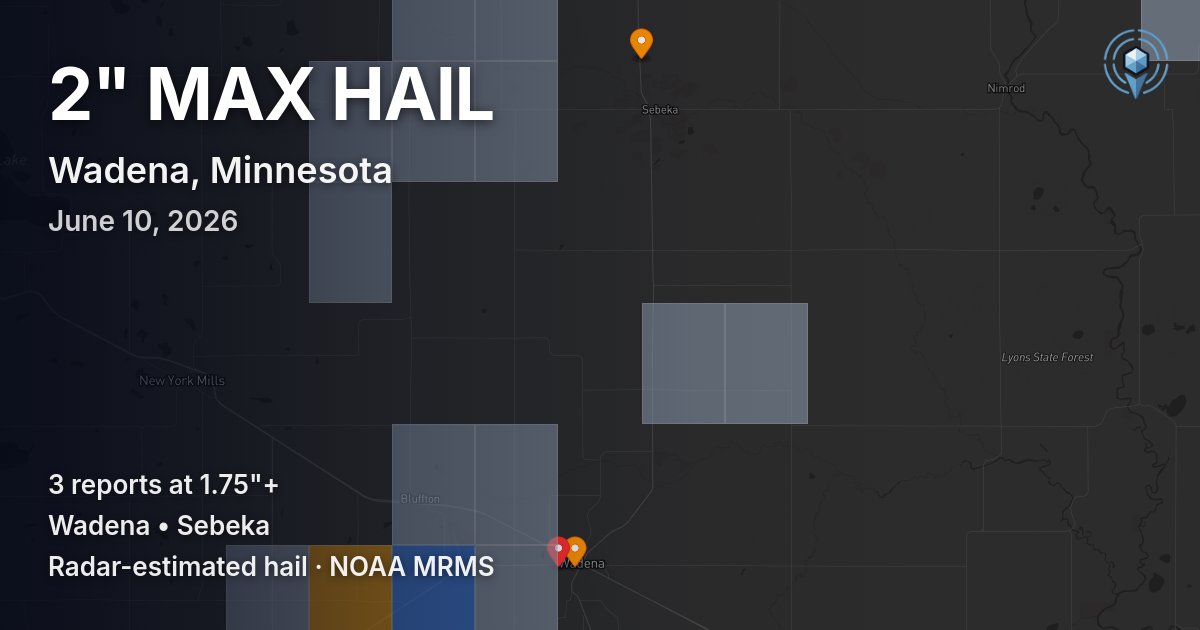 Affected area preview for Wadena, MN