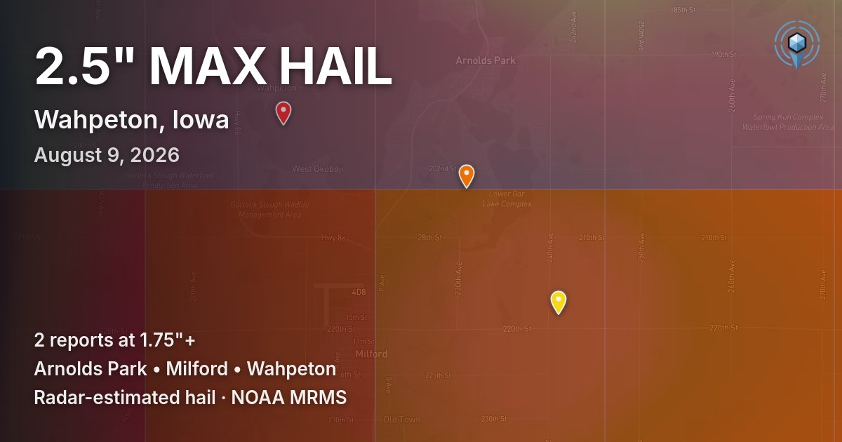 Affected area preview for Wahpeton, IA