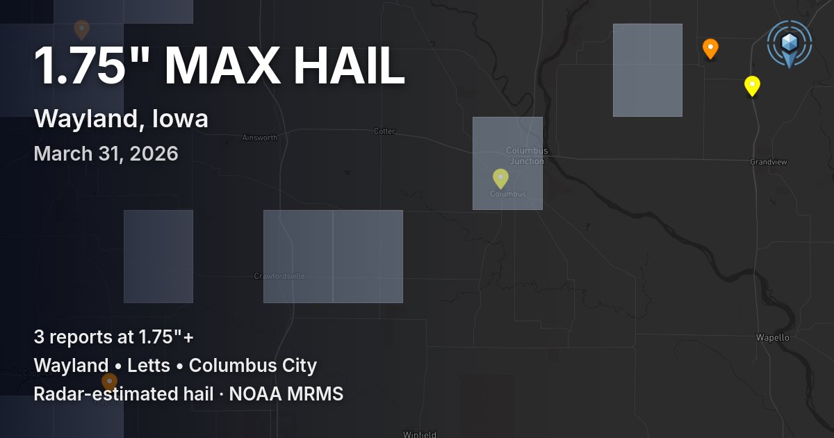 Affected area preview for Wayland, IA