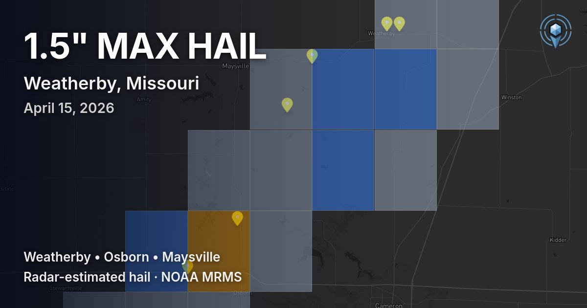 Affected area preview for Weatherby, MO