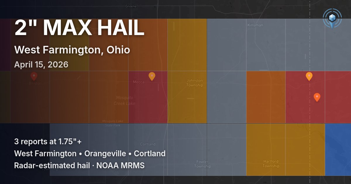 Affected area preview for West Farmington, OH
