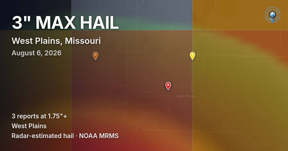Affected area preview for West Plains, MO