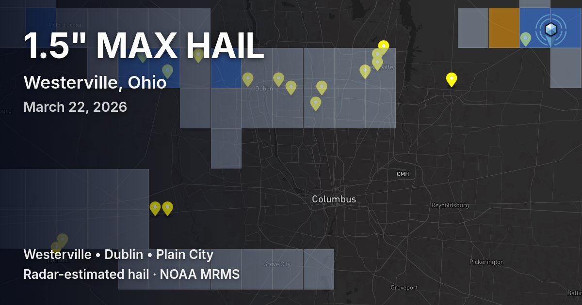 Affected area preview for Westerville, OH