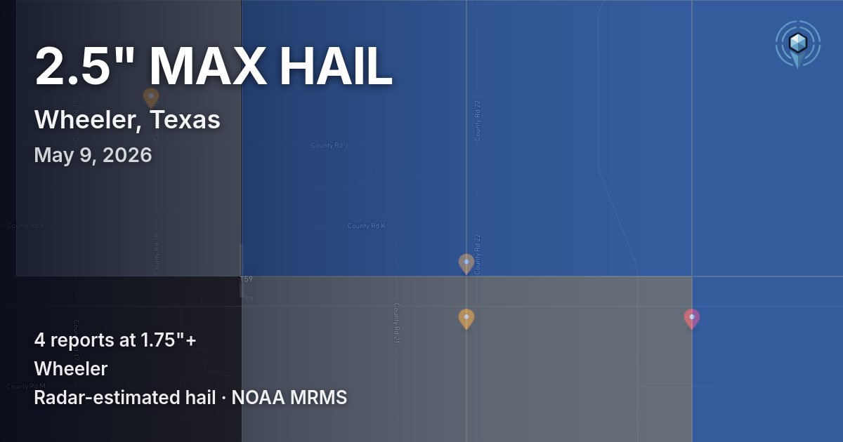 Affected area preview for Wheeler, TX