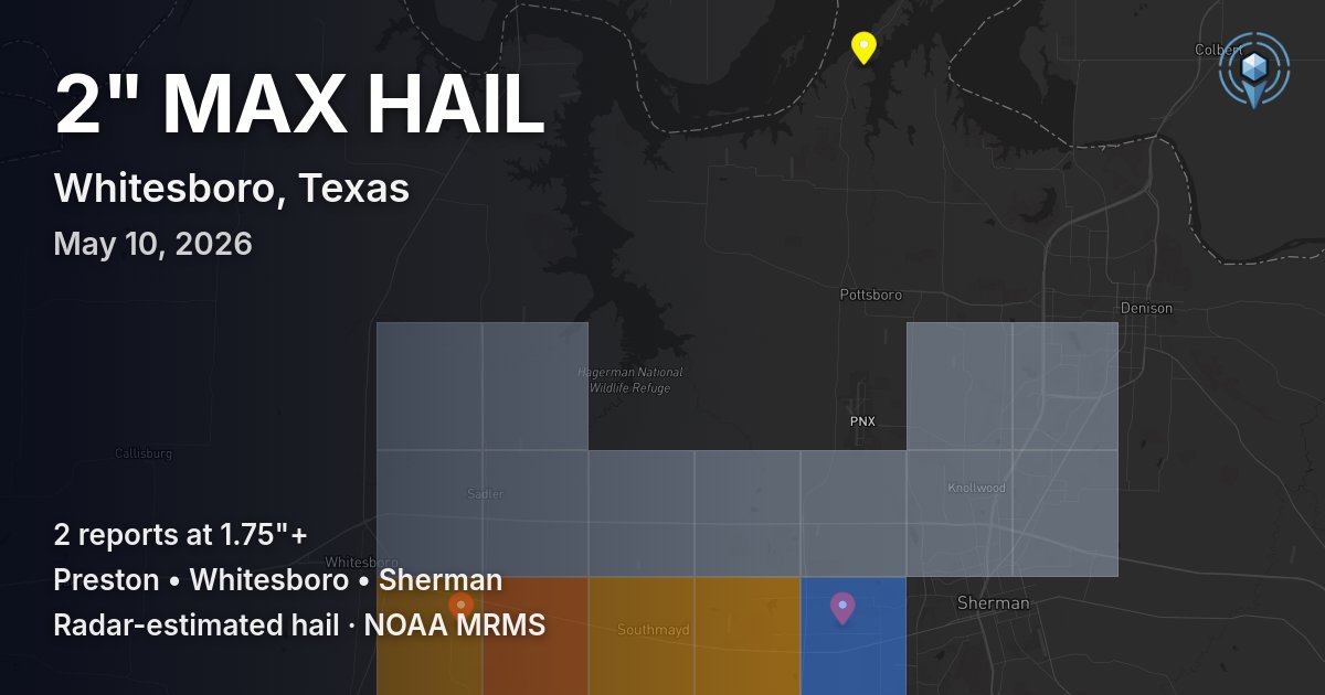 Affected area preview for Whitesboro, TX