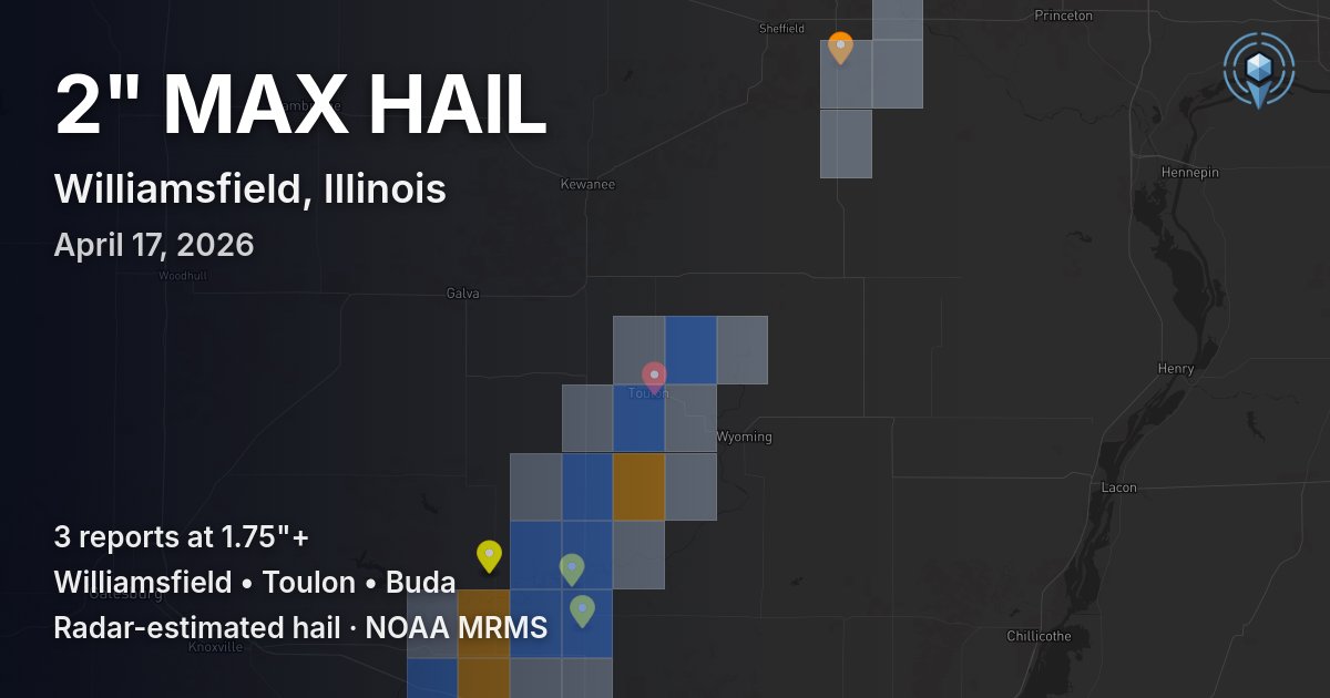 Affected area preview for Williamsfield, IL