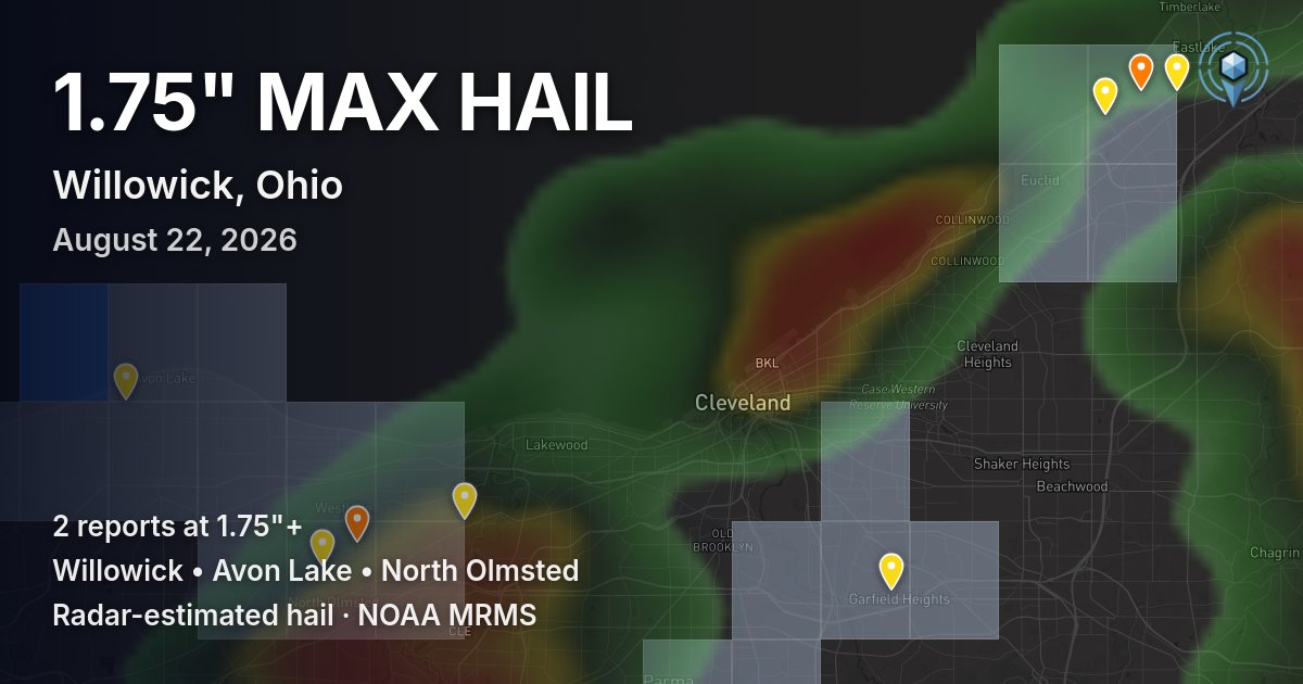 Affected area preview for Willowick, OH