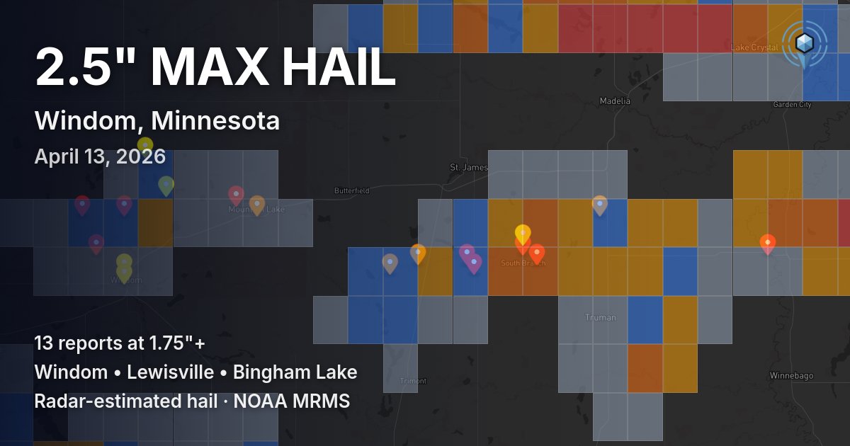 Affected area preview for Windom, MN
