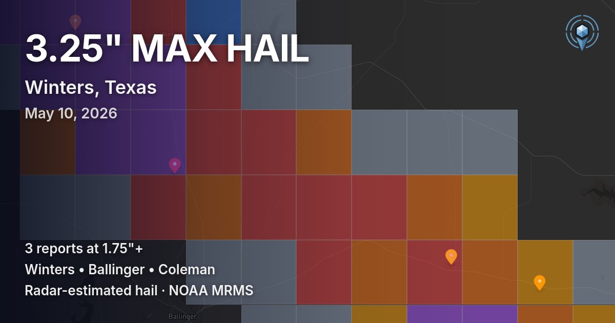 Affected area preview for Winters, TX