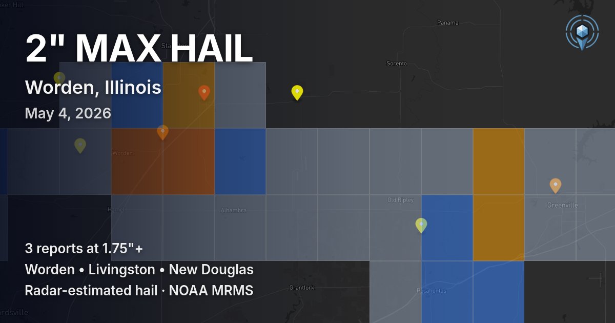 Affected area preview for Worden, IL