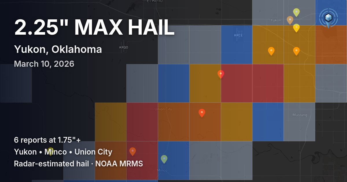 Affected area preview for Yukon, OK