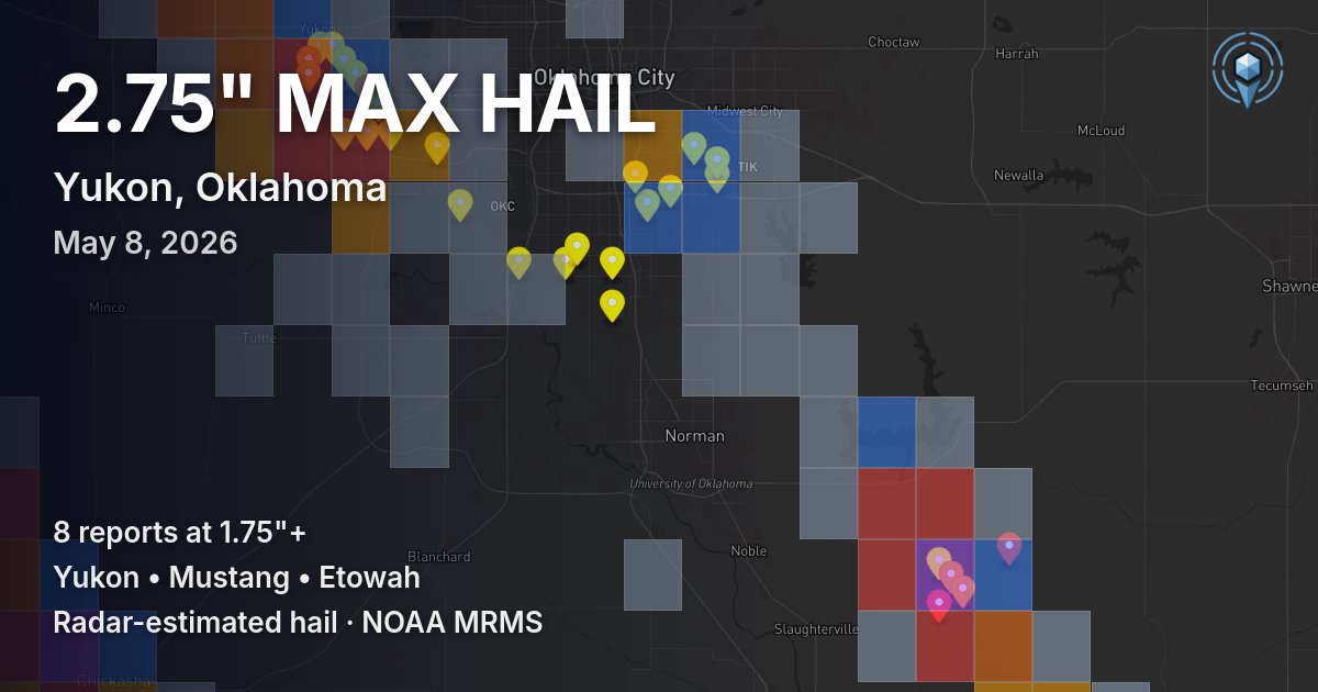 Affected area preview for Yukon, OK